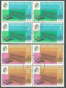 GILBERT & ELLICE IS 1966 World Health Org set blocks of 4 fine used........64866