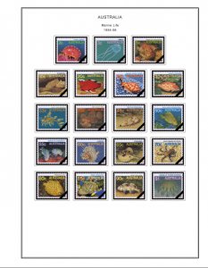 COLOR PRINTED AUSTRALIA 1976-1990 STAMP ALBUM PAGES (63 illustrated pages)