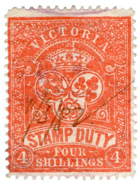 (I.B) Australia - Victoria Revenue : Stamp Duty 4/- (sideways watermark)