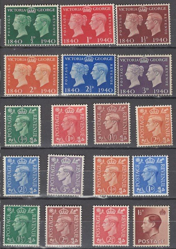 COLLECTION LOT OF #1069 GREAT BRITAIN 18 MNH/MH STAMPS 1936+