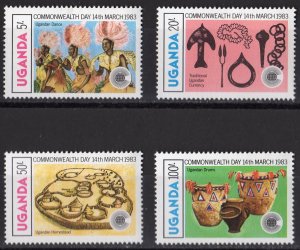 Uganda 1983 Sc#360/363 DANCERS/DRUMS/MUSIC COMMONWEALTH DAY  Set (4) MNH