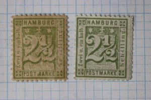 Germany Hamburg sc#23, 23b mi#14 cv$205 Mint MNH MNG fault