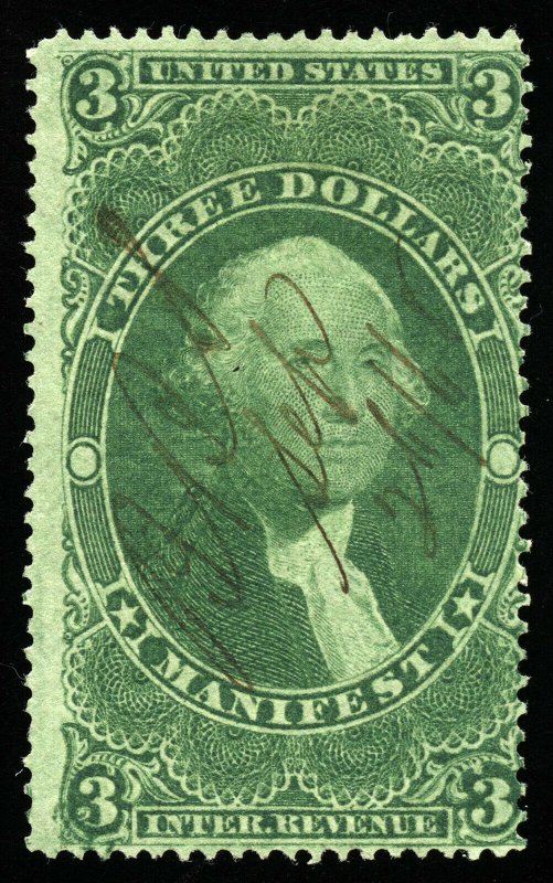 B549 U.S. Revenue Scott R86c $3 Manifest, manuscript cancel, CV = $55