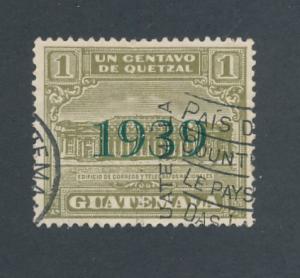 Guatemala 1939 Scott RA11 used - 1c, Postal tax, Ovpt