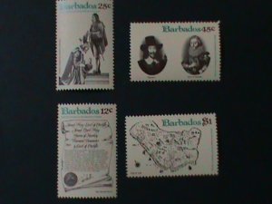 ​BARBADOS-1977- SC#463-6  350TH ANNIV: CHARTER GRANTING BARBADOS- MNH-VF