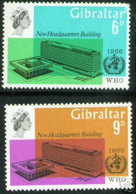 GIBRALTAR 1966 WHO MNH** Stamps Scott 180-1
