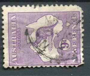 AUSTRALIA; 1915-20s early Roo issue fine used Shade of 9d. value