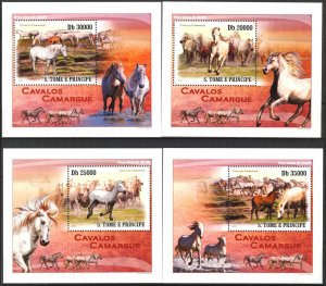 {020} Sao Tome & Principe 2010 Horses 4 S/S Deluxe MNH**