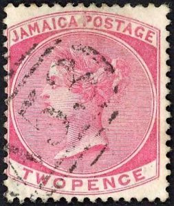 Jamaica SG9 2d Rose Wmk CC May Hill A53 Pmk