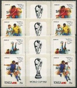 Tonga 1982 SG809-812 World Cup SPECIMEN pairs set MNH