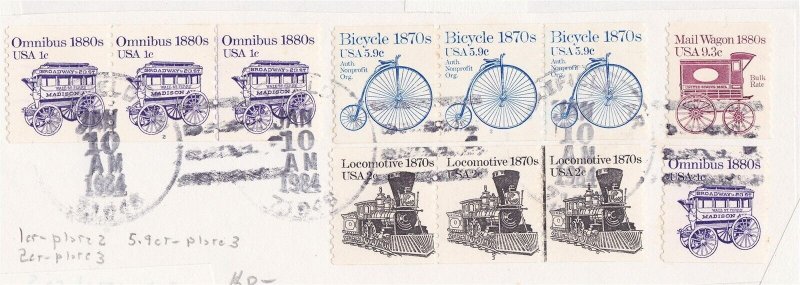 Used on Piece 1c Omnibus 2, 2c Locomotive 3 , 5.9c US #1901 Bic 3 Cancel 1994