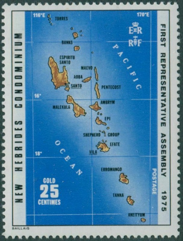 New Hebrides 1976 SG211 25c Map MNH