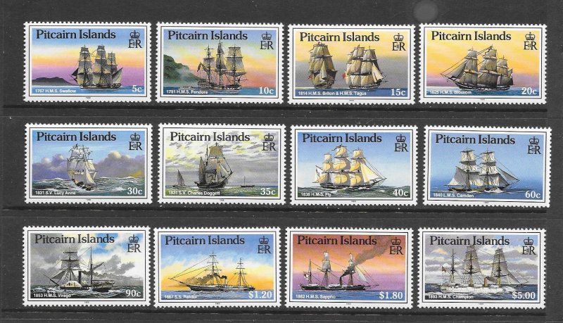 PITCAIRN ISLANDS #298-309  SHIPS  MNH