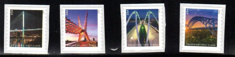 US Scott 5808-5811 Presorted (25c) Bridges coil single set complete MNH