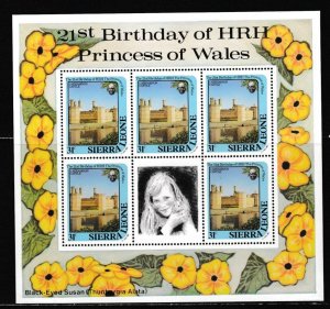 Sierra Leone # 531-533, Princess Diana's 21st  Sheets of 5,NH, 1/2 Cat.