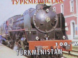 TURKMENISTAN STAMP-COLORFUL WORLD FAMOUS TRAINS-MNH SHEET-VF BEST QUALITY,