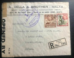 1945 Sliema Malta Commercial Censored Cover To Toronto Canada