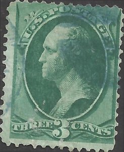 # 158r Olive Green Unknown Ink Ribbed Paper Minor Fault Used George Washington