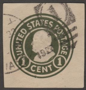 SC#U421 1¢ Franklin Cut Square (1916) Used