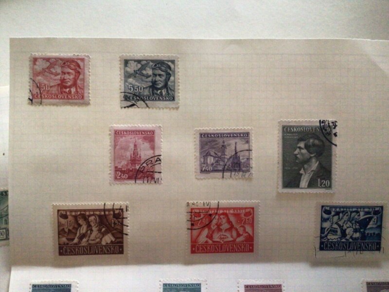 Czechoslovakia stamps on folded page  A11783