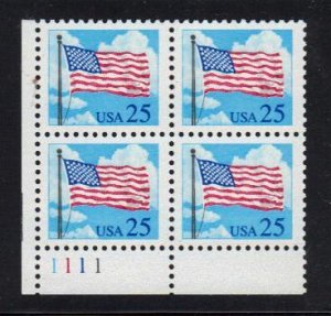 #2278  MNH pb/4 25c Flag & Clouds 1987-88 Issue