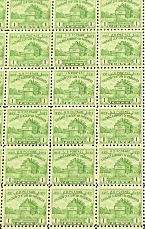 728 Century of Progress, Chicago Fort Dearborn  MNH 1 c Sheet of 100    1933