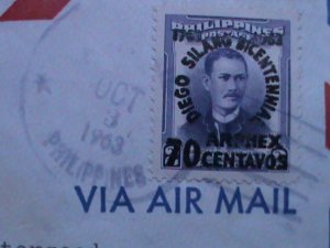 ​PHILIPPINES -1963- BICENTENNIAL OF DIEGO SILANG USED COVER VERY FINE RARE