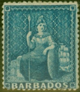 Barbados 1861 (1d) Blue SG19 Clean-Cut P.14-16 Fine Mtd Mint 