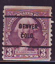 Denver CO, 721-61 Bureau Precancel, 3¢ coil Stuart