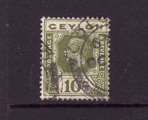 Ceylon-Scott#205-used KGV-10c olive grn-1912-25-