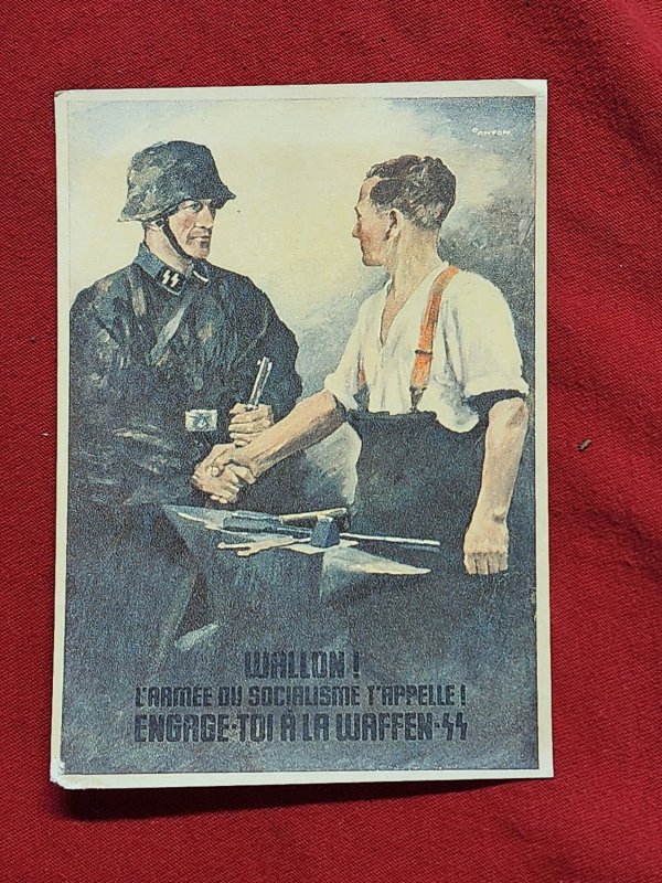 Nazi German Third Reich Postcard Wallonie SS Brigade WW2 WWII Germany