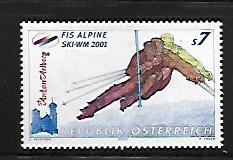 AUSTRIA, 1834, MNH, 2001 ALPINE SKING WORLD CHAMPIONSHIPS, ST. ANTON AM ARLBERG