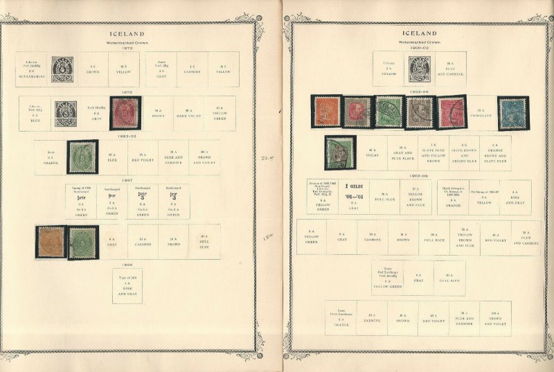 Iceland Stamp Collection on 16 Scott Specialty Pages, 1873-1961, JFZ