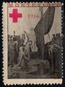 1916 WW1 France Delandre Poster Stamp Montevideo Uruguay Red Cross MNH