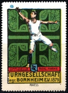 Vintage Germany Poster Stamp Bornheim Gymnastics Society Founded 1879