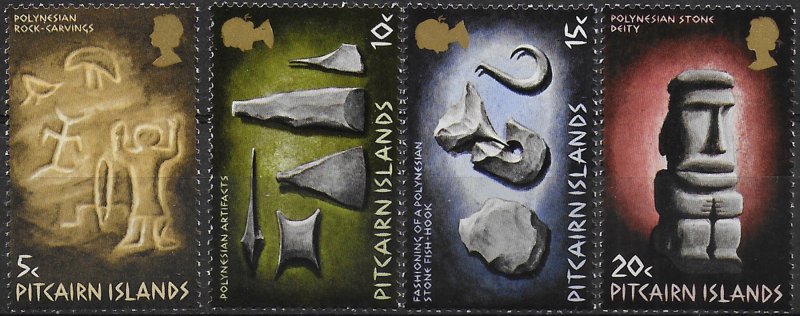 1971 Pitcairn Islands rock carvings and artefacts 4v. MNH SG n. 116/119