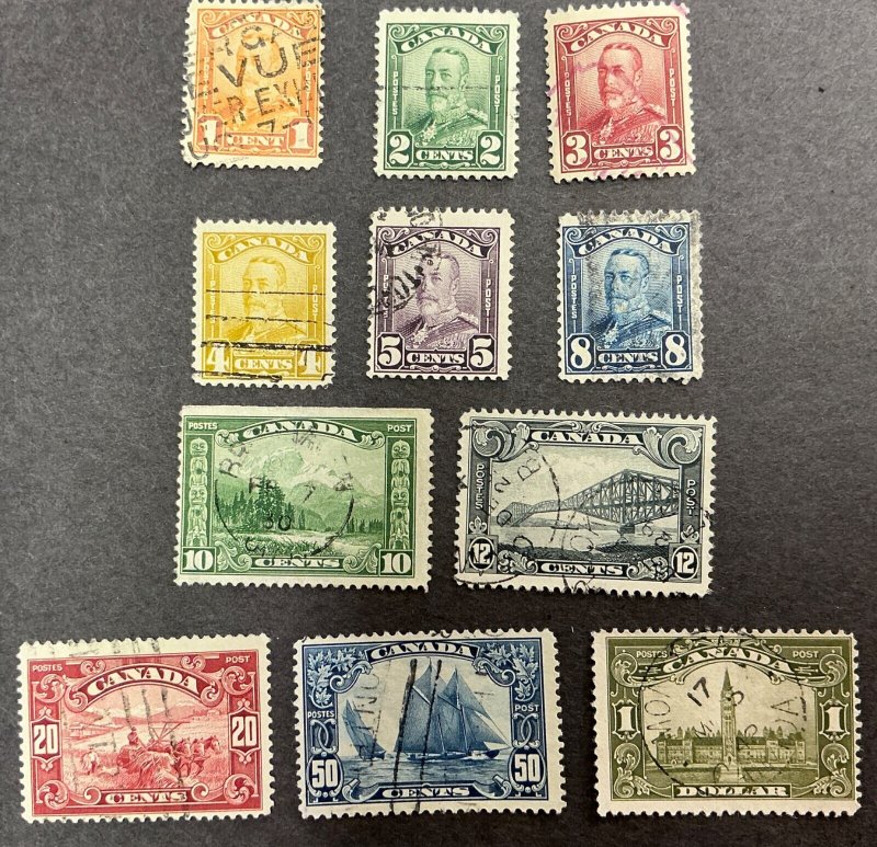 CANADA Scott #149-159, 1928-29 complete set of 11 - USED - F/VF - cat. $199.00.