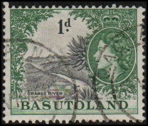 Basutoland 47 - Used - 1p Elizabeth II / Orange River (1954) +