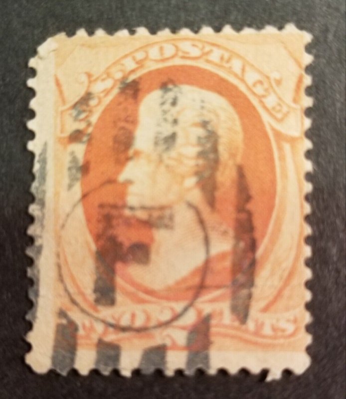 LETTER F FANCY CANCEL - US Scott 178/183 2c Jackson Banknote Used Stamp  z2200 