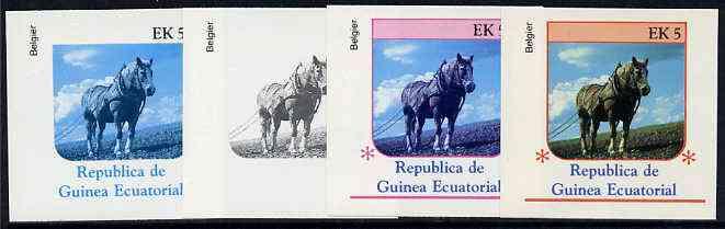 Equatorial Guinea 1976 Horses EK5 (Belgier) set of 4 impe...