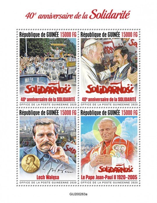 GUINEA - 2020 - Polish Solidarity - Perf 4v Sheet - Mint Never Hinged