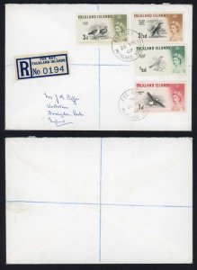 Falkland Is 1/2d.1d. 2 1.2d and 3d Birds on 1969 cover from Fox Bay