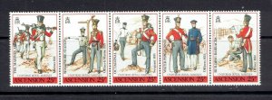 ASCENSION ISLAND - 1988 MILITARY UNIFORMS STRIP OF 5 - SCOTT 458 - MNH