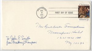 1971 8 cent christmas #1444 first day cover signed by designer [y7979]