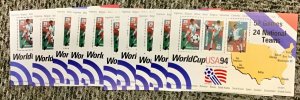 2837  World Cup Soccer S/S of 3  29 40 & 50 Cents Lot of 10 sheets FV $11.90