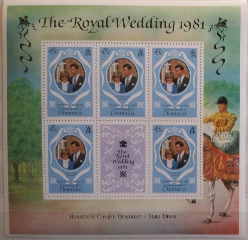 Dominica 1981 Royal Wedding of Prince Charles & Lady Diana Spencer 3 MNH MS