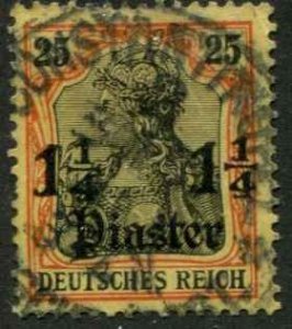 German Offices Turkey SC# 46 o/p 1-1/4 Piaster on Germany 25pf used wmk125