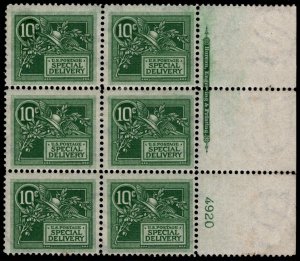 MALACK E7 VF/XF OG H, Plate Block of 6,  SUPER NICE! pb4196