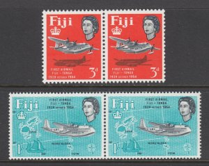 Fiji Sc 208, 210, MNH. 1964 Air Mail Service Anniversary, minor varieties, fresh