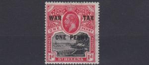 ST HELENA  1916      S G  87   WAR TAX  1D + 1D    MH  